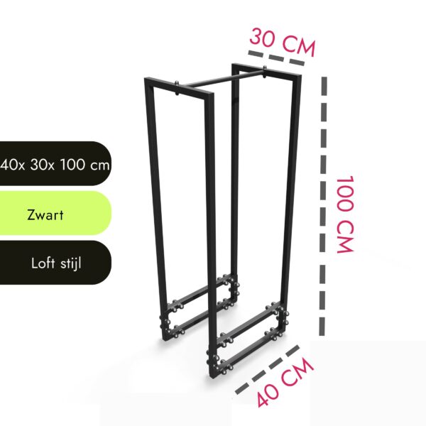 Holzständer 30x40x100 in schwarz mit Größenangaben