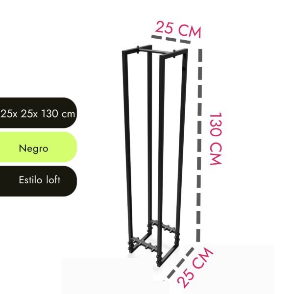 Holzständer 25x25x130 in schwarz mit Größenangaben